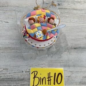 Vintage Campbell’s Soup Kids Sleeping In A Soup Bowl Christmas Ornament 1993